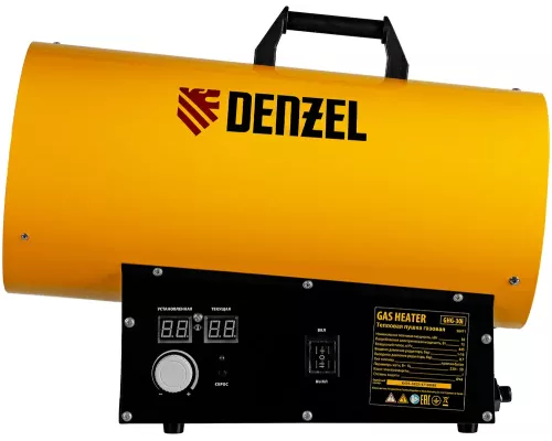 Газовая тепловая пушка GHG-30i, 30 кВт, цифровой термостат, пропан-бутан Denzel Газовая тепловая пушка GHG-30i, 30 кВт, цифровой термостат, пропан-бутан Denzel