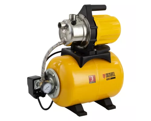 Насосная станция PS800X, 800 Вт, 3200 л/ч, ресивер 24 л, подъем 38 м, нержавейка Denzel Насосная станция PS800X, 800 Вт, 3200 л/ч, ресивер 24 л, подъем 38 м, нержавейка Denzel
