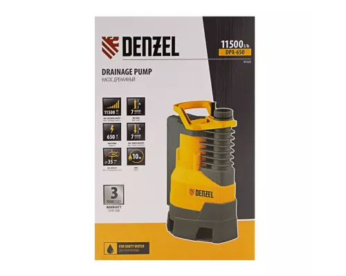 Дренажный насос DPХ650, Х-Pro, 650 Вт, подъем 7 м, 11500 л/ч Denzel Дренажный насос DPХ650, Х-Pro, 650 Вт, подъем 7 м, 11500 л/ч Denzel