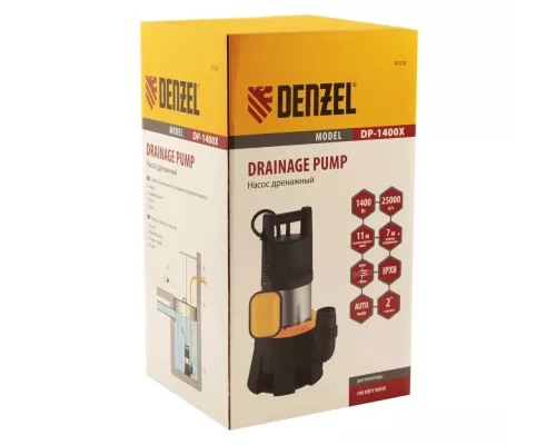 Дренажный насос DP1400X, 1400 Вт, подъем 11 м, 25000 л/ч Denzel Дренажный насос DP1400X, 1400 Вт, подъем 11 м, 25000 л/ч Denzel