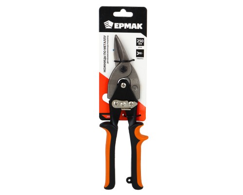 ЕРМАК Ножницы по металлу 250 мм, двухкомпонентная рукоятка, правый