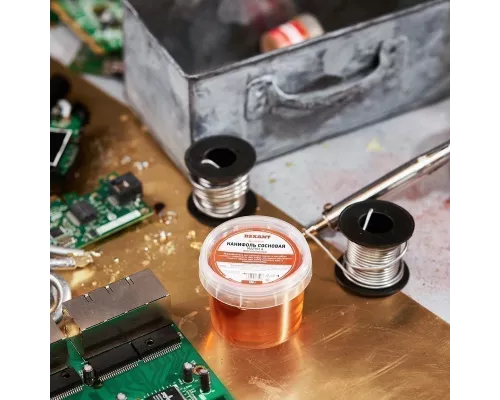 Канифоль сосновая, флюс НЕЙТРАЛЬНЫЙ, марка А, 100г, банка REXANT