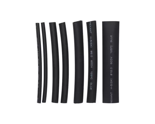 Набор термоусаживаемых трубок СТТК №7 GLUE 3:1, упаковка 7 шт. по 10 см REXANT