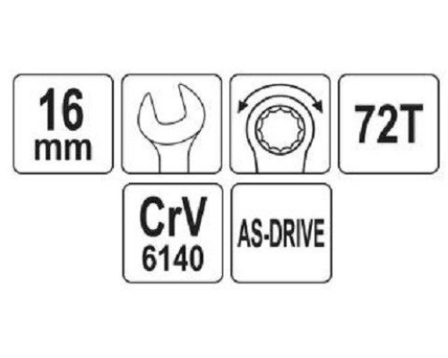 Ключ комбинированный с трещеткой на 16 мм YATO YT-0197