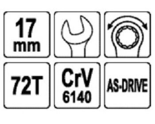 Ключ комбинированный с трещеткой на 17 мм YATO YT-0198