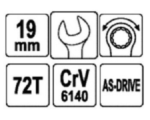Ключ комбинированный с трещеткой на 19 мм YATO YT-0200