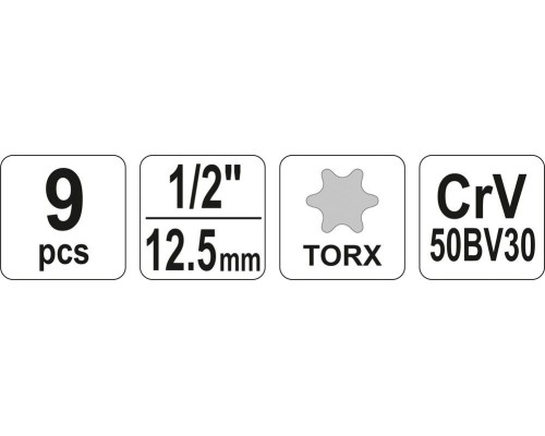 Набор торцевых головок 9 предметов Torx YATO YT-0521