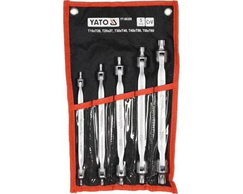 Набор ключей TORX шарнирных двухсторонних T15-T60 5 эл YATO YT-05320