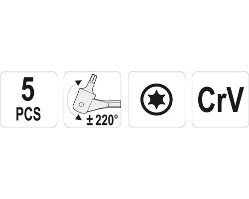 Набор ключей TORX шарнирных двухсторонних T15-T60 5 эл YATO YT-05320