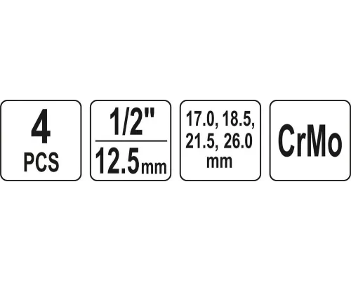 Набор торцевых головок 4 единицы YATO YT-06030