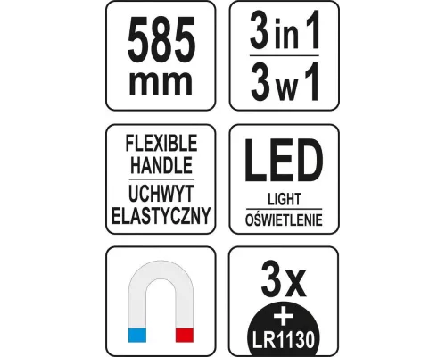 Гибкий магнитный захват с фонарем LED YATO YT-06613