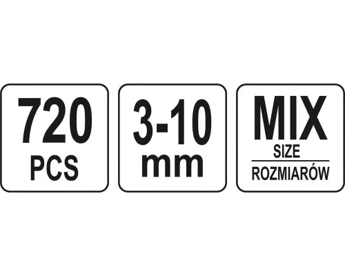 Набор стопорных шайб 720 шт YATO YT-06858