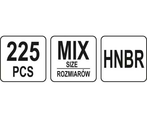 Комплект уплотнительных колец для автомобильных кондиционеров 225 шт YATO YT-068791