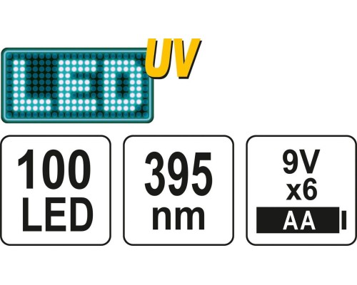 Светодиодный ультрафиолетовый фонарик + комплект очков YATO YT-08582