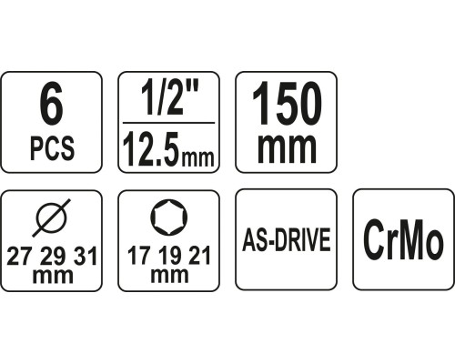 Набор торцевых головок длинных для алюминиевых дисков YATO YT-10563