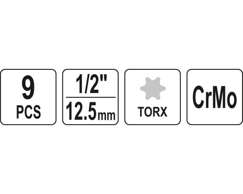 Набор торцевых ударных головок Torx 9 шт. YATO YT-10654