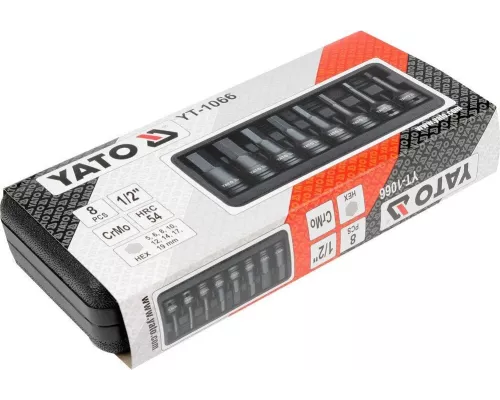 Набор ударных торцевых шестигранных насадок HEX YATO YT-1066