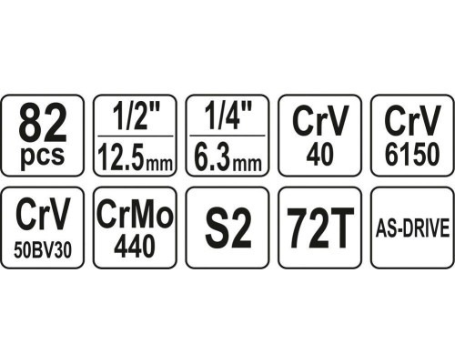 Набор инструментов с ключами 82 эл. YATO YT-12691