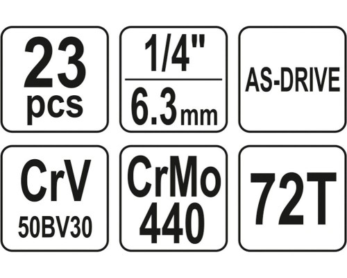 Набор торцевых головок 23 предмета YATO YT-14451