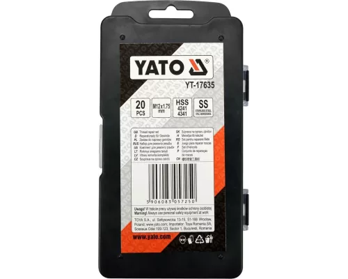 Набор для ремонта резьбы M12x1,75 YATO YT-17635