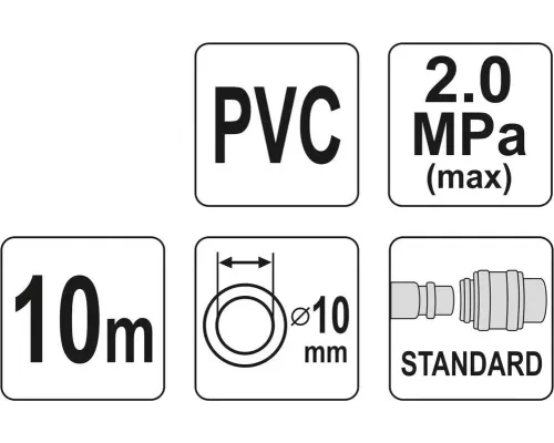Шланг пневматический ПВХ 10мм х 10м YATO YT-24224