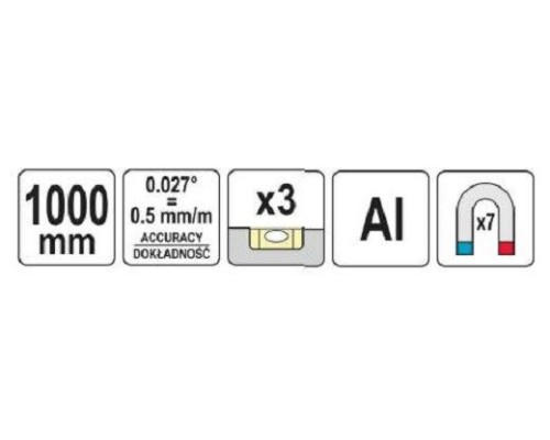 Магнитный уровень 1000 мм усиленный YATO YT-30313