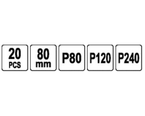 Набор абразивной бумаги 80мм 20 шт. для мультиинструментов YATO YT-82223