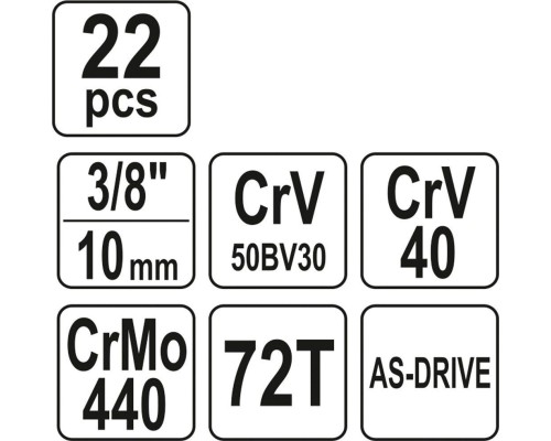 Набор торцевых головок 22 эл. YATO YT-38561