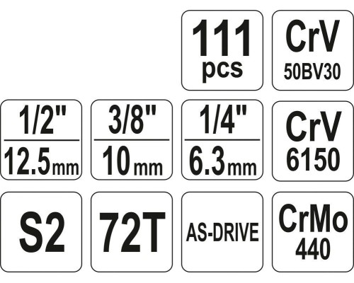 Набор инструментов для автомобиля 111 предметов YATO YT-38831