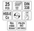YT-41605 Набор сверл по металлу CO-HSS 1-13мм 25пр, YATO, 5906083416057, (CN)