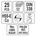 Набор сверл по металлу CO-HSS 1-13 мм 25 шт. YATO YT-41605
