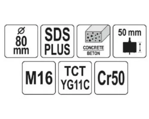Бур по каменной кладке с хвостовиком sds+ 80 мм YATO YT-4403
