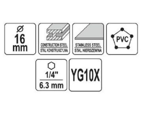 Коронка TCT по металлу 16мм YATO YT-44050