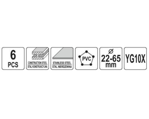 Набор кольцевых пил TCT по металлу, 6шт YATO YT-44077