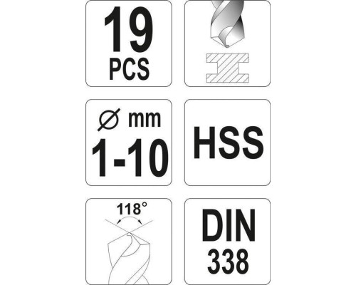 Набор сверл по металлу 1-10 мм YATO YT-4462