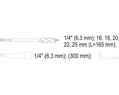 Набор сверл спиральных по дереву 16-26 мм YATO YT-44693