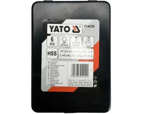 Набор зенковок конических по металлу HEX-1/4