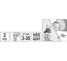 Набор конусных сверл по металлу YATO YT-44730