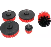 YT-47777 Щетки-крацовки нейлон с хвостовиком HEX (набор 5шт) YATO, 5906083084720 (CN)