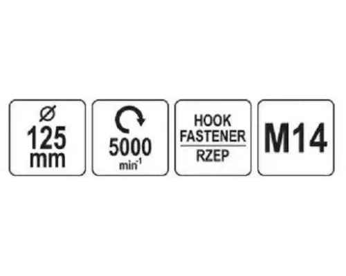 Крепление для полировальных кругов 125 мм с липучкой, М14 YATO YT-47890