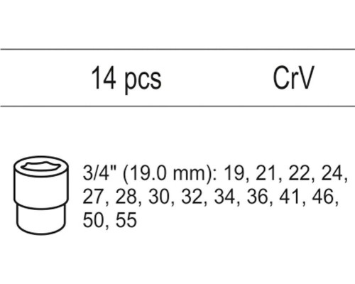Набор торцевых ключей 14шт. YATO YT-55457