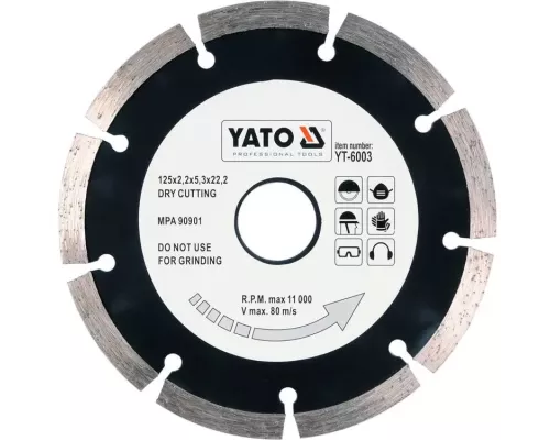 Диск отрезной сегментный алмазный 125 мм YATO YT-6003