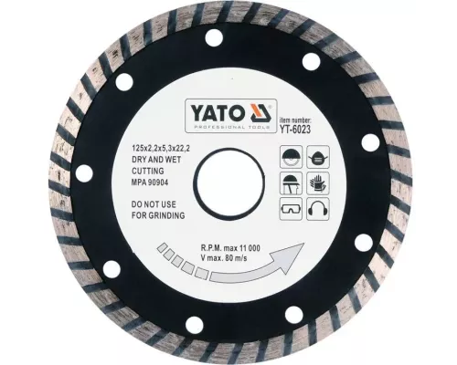 Алмазный диск сегмент TURBO 125 мм YATO YT-6023