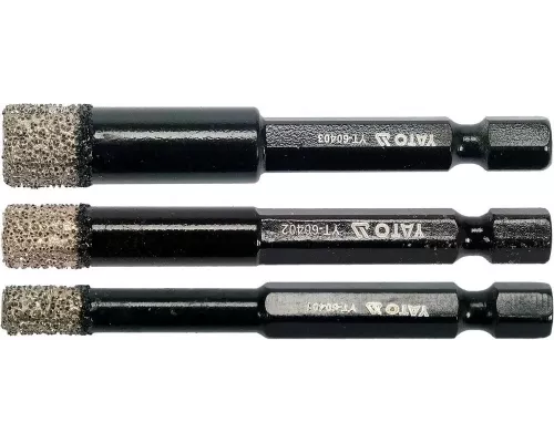 Набор алмазных сверл по керамике 3 шт YATO YT-60409