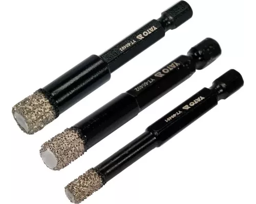 Набор алмазных сверл по керамике 3 шт YATO YT-60409