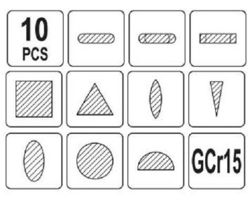 Набор надфилей 10 элементов 3х140х65мм YATO YT-6163