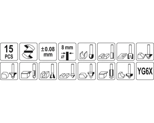 Набор фрез концевых по дереву YATO YT-68002