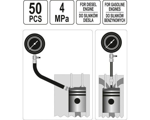 Компрессометр для бензиновых и дизельных двигателей YATO YT-73012