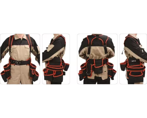 Пояс с 2 накладными сумками с карманами для инструмента YATO YT-74070