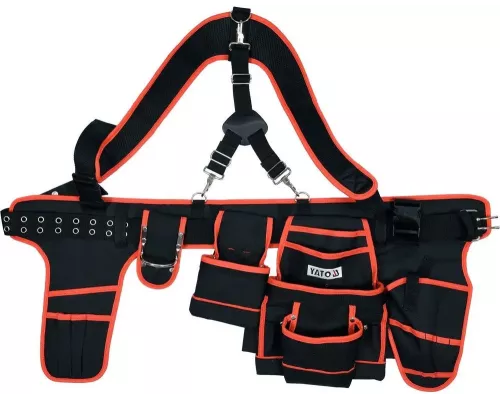 Пояс с 2 кобурами и карманами для инструмента на лямках YATO YT-74071